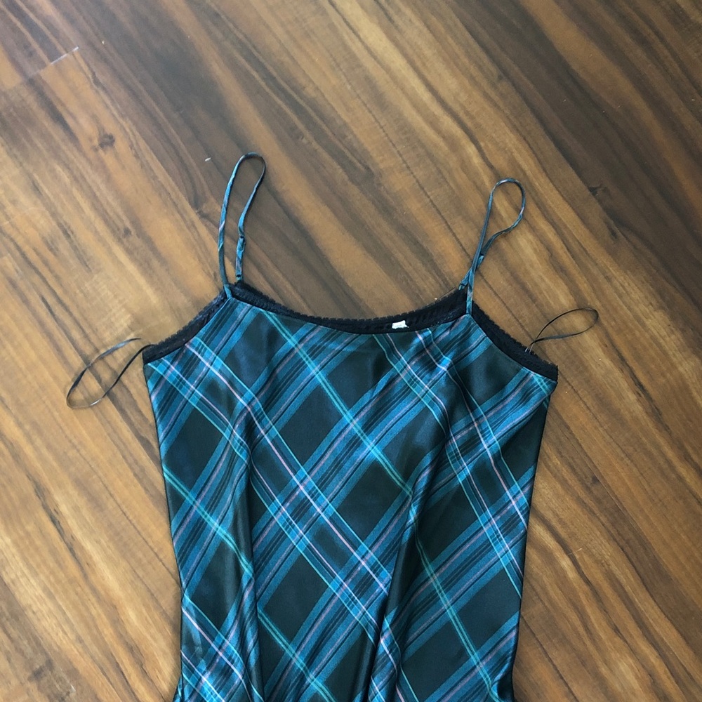 New Vince Plaid Lace Trim Dress - Picture 5 of 16